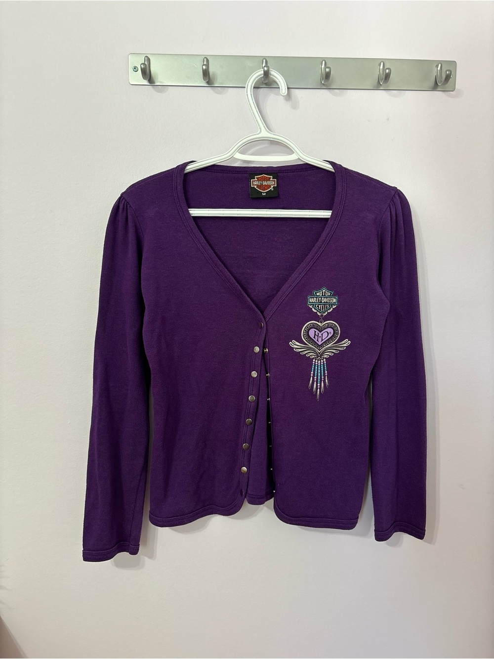 Vintage Harley-Davidson Purple Snap-front Cardigan